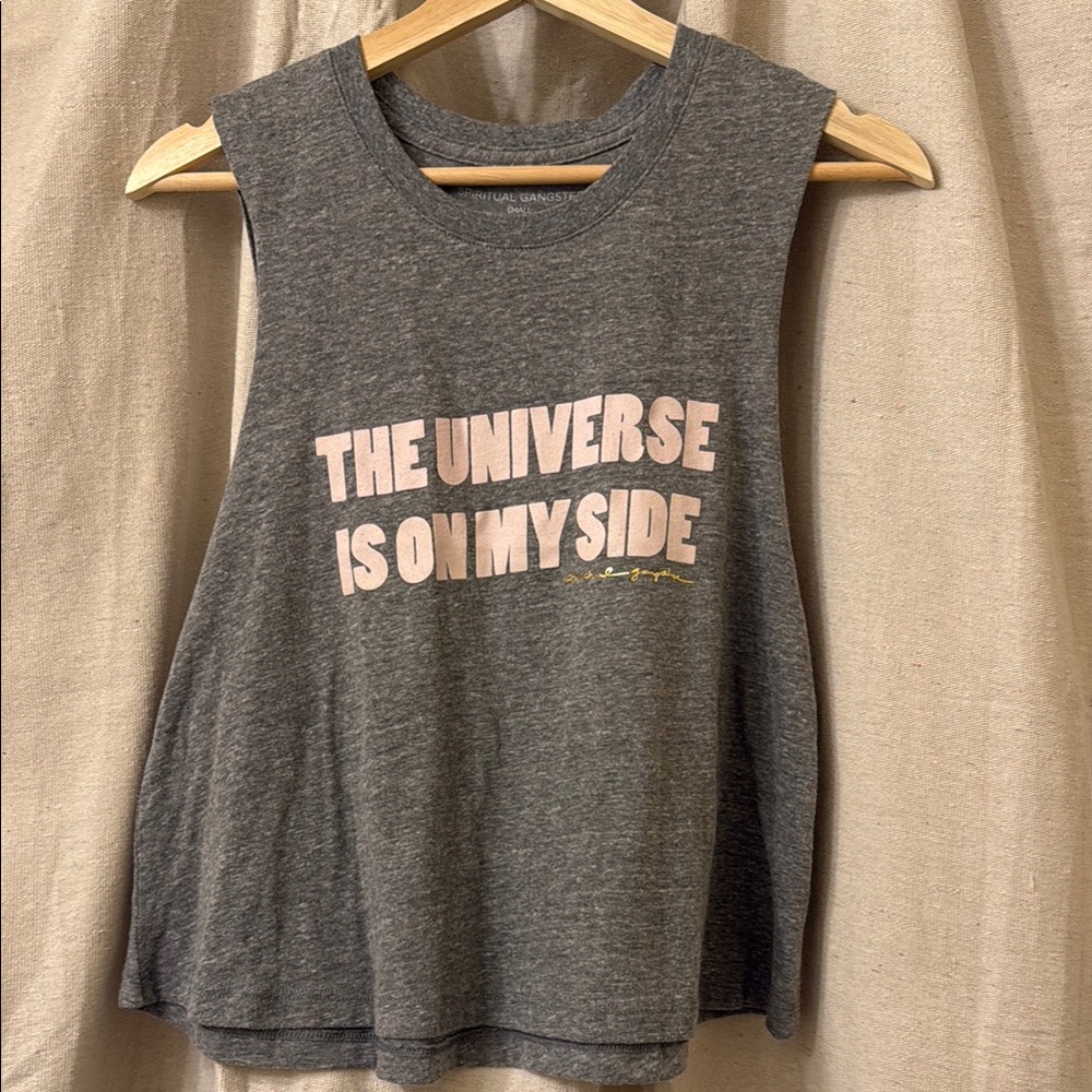 Anthropologie x Spiritual Gangster The Universe is on my side tank tee NWOT